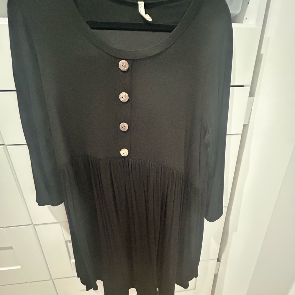 Black Button-Detail Women's Midi Dress